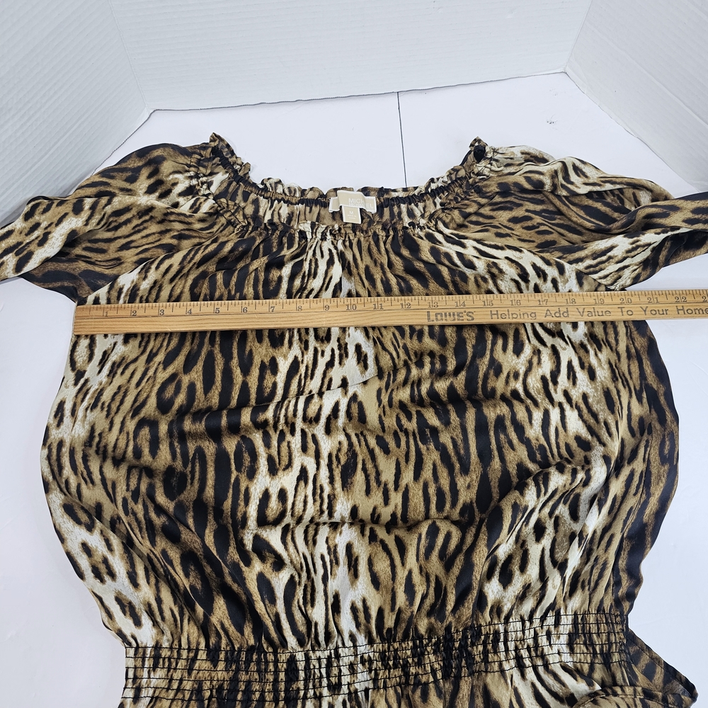 Michael Kors Blouse-Womens Medium-Leopard/Cheetah Print Top-Stretch Animal Print - Picture 8 of 12